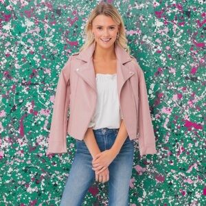 BB Dakota faux leather pink moto jacket